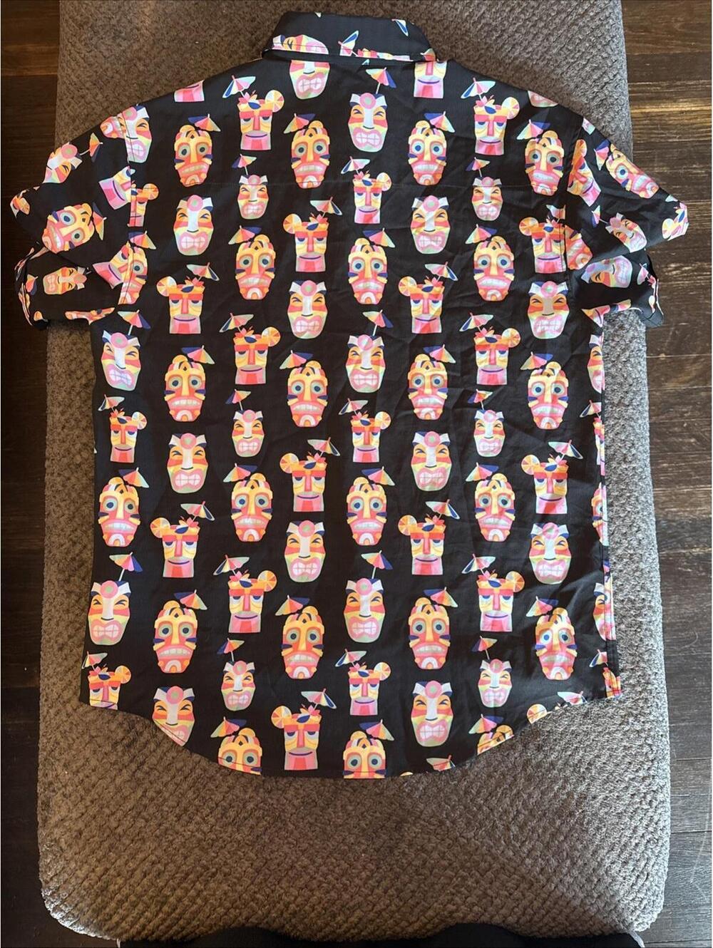 Rsvlts Mens Medium Button Up Tipsy Tiki Graphic Button Up Kunuflex Disney - Picture 13 of 14